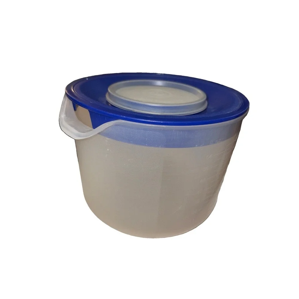 Vtg Tupperware Mix-N-Store Measuring Pitcher 8 Cup 2L Blue 1629E 2-Piece Lid USA